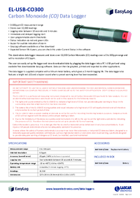 Thumbnail of document Data Sheet - EL-USB-CO stores up to 32,510 Carbon Monoxide (CO) readings